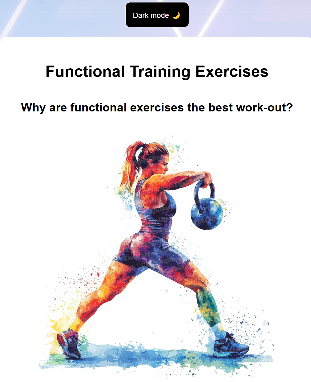 Functional training exercises webpage